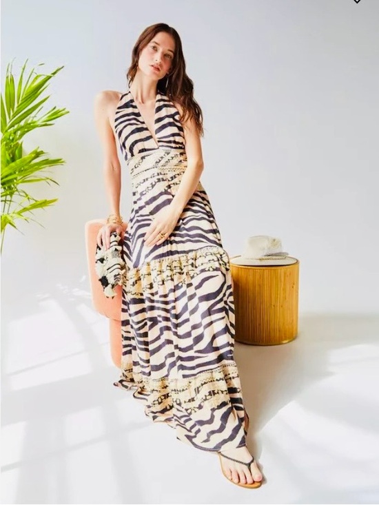 Figue Dresses & Skirts - FIGUE Vivienne Animal Zebra Print Halter Maxi Dress NWT $795